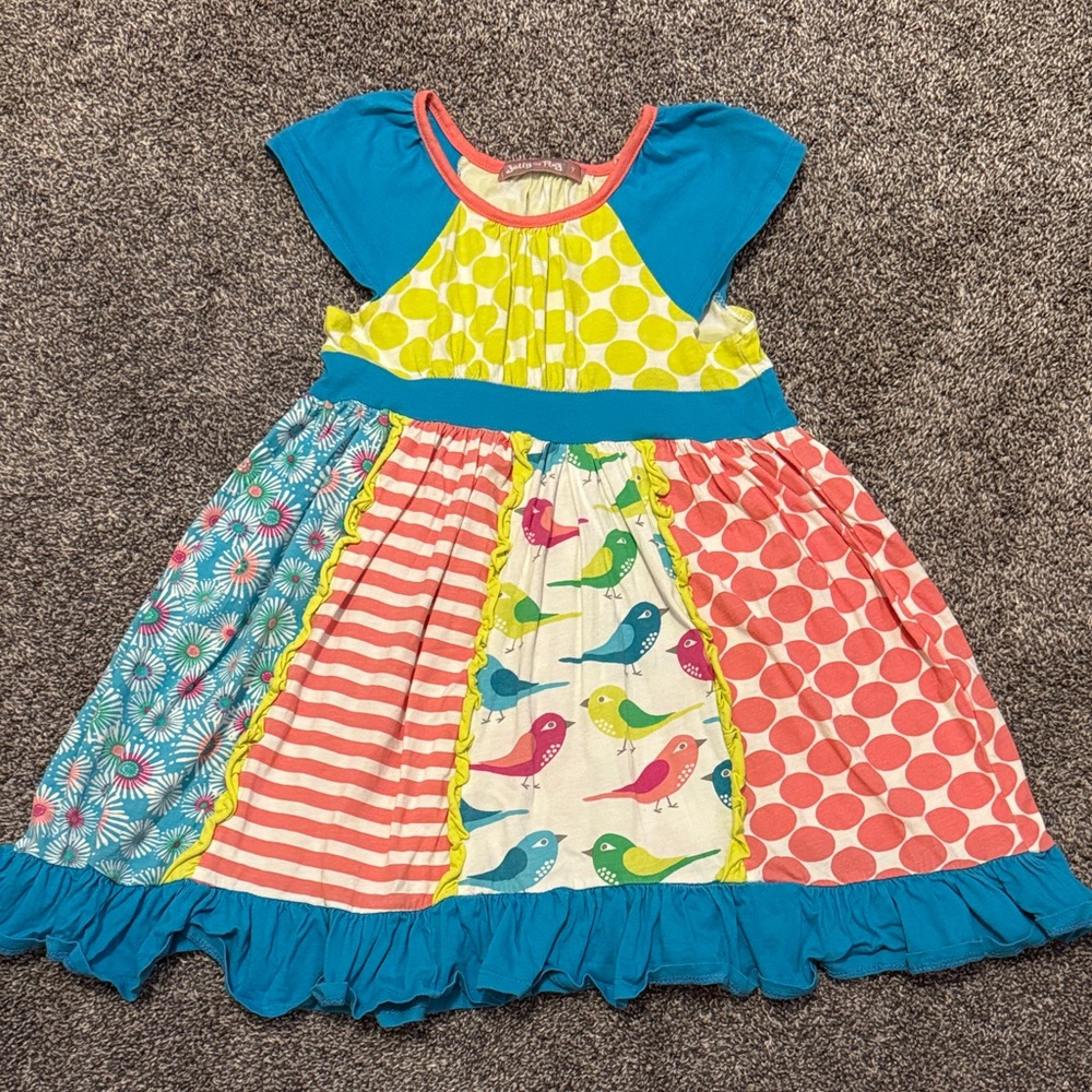 Jelly The Pug Multicolor Bird Print Dress